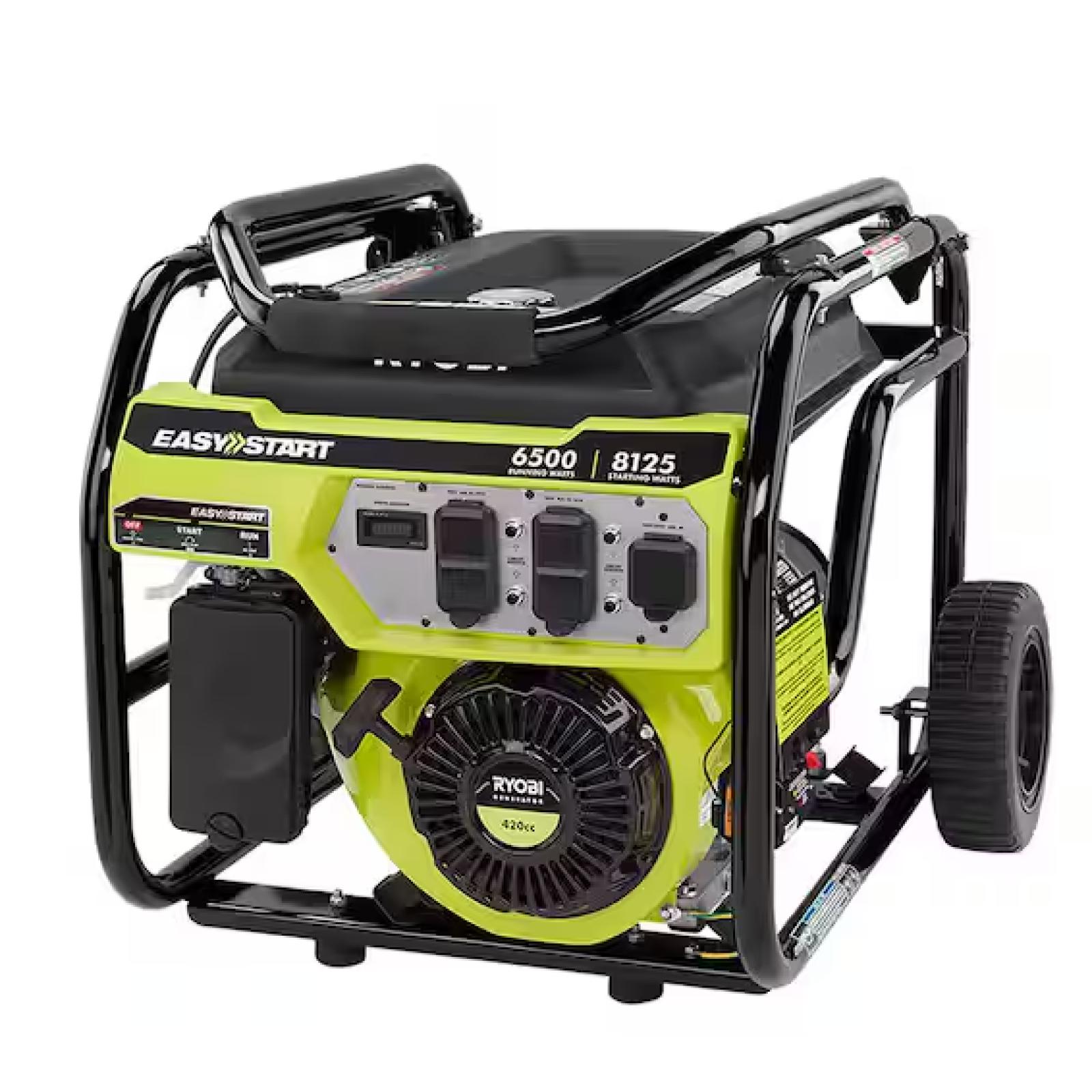 DALLAS LOCATION- AS-IS RYOBI 8125-Watt Gasoline Powered Portable Generator with CO Detect Shutdown Sensor