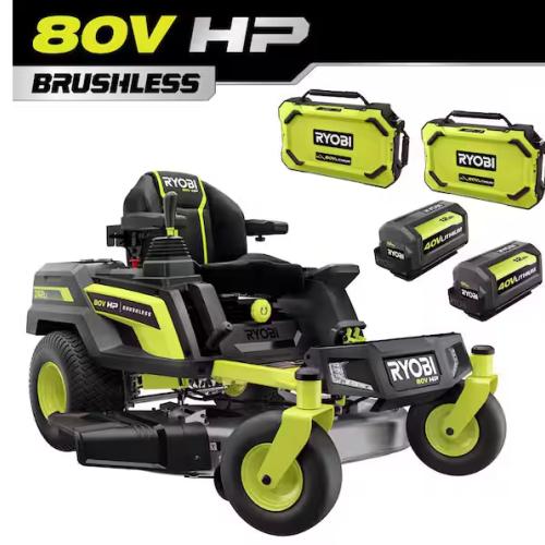 DALLAS LOCATION- RYOBI 80V HP Brushless 42 in. Battery Electric Cordless Zero Turn Riding Mower (2) 80V Batteries (2) 40V Batteries and Charger