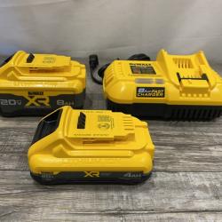 AS-IS DEWALT 20V XR Lithium-Ion Starter Pack with 8.0 Ah and 4.0 Ah Battery Packs and Charger