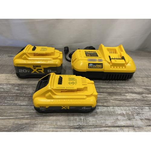 AS-IS DEWALT 20V XR Lithium-Ion Starter Pack with 8.0 Ah and 4.0 Ah Battery Packs and Charger