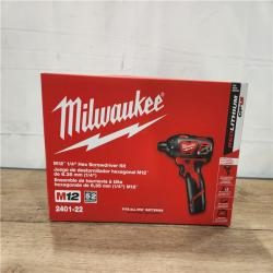 NEW- Milwaukee 12V Lithium-Ion Cordless 1/4 in. Hex Screwdriver Kit