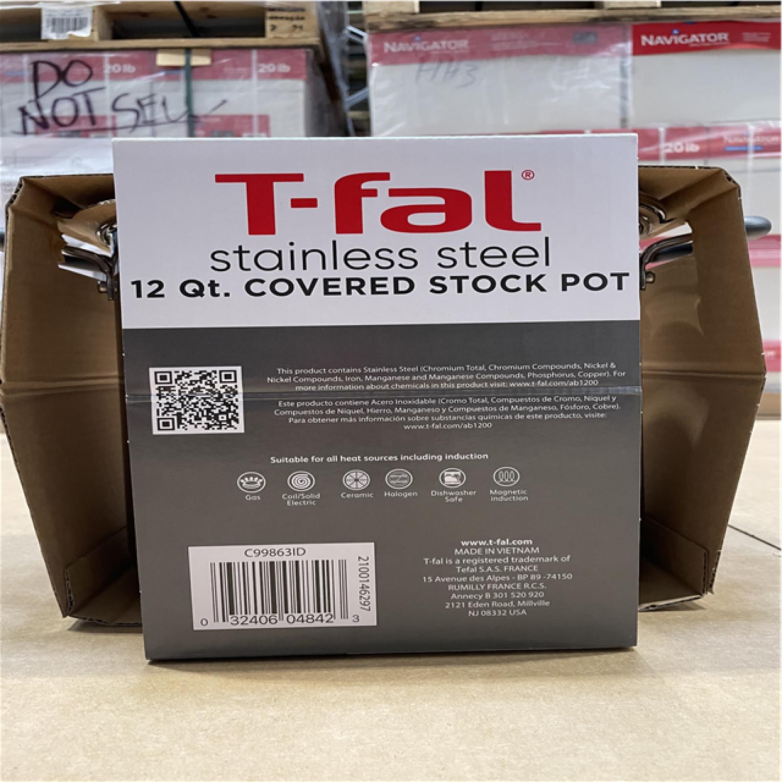 NEW! - T-fal 12qt Stock Pot with Lid  Stainless Steel Cookware
