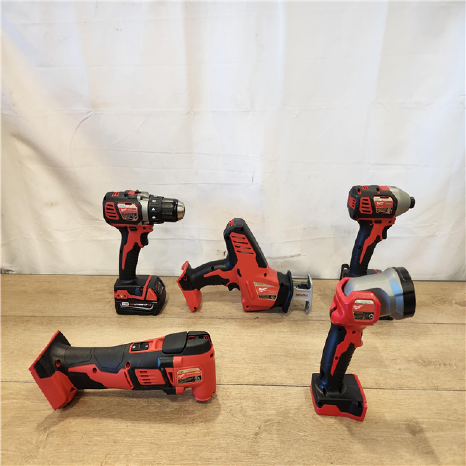 AS-IS- M18 18V Lithium-Ion Cordless Combo Kit (5-Tool) with (2) Batteries  Charger and Tool Bag