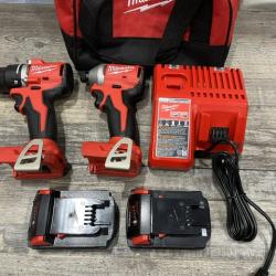 AS-IS Milwaukee 18V Lithium-Ion Brushless Cordless Compact Drill/Impact Combo Kit