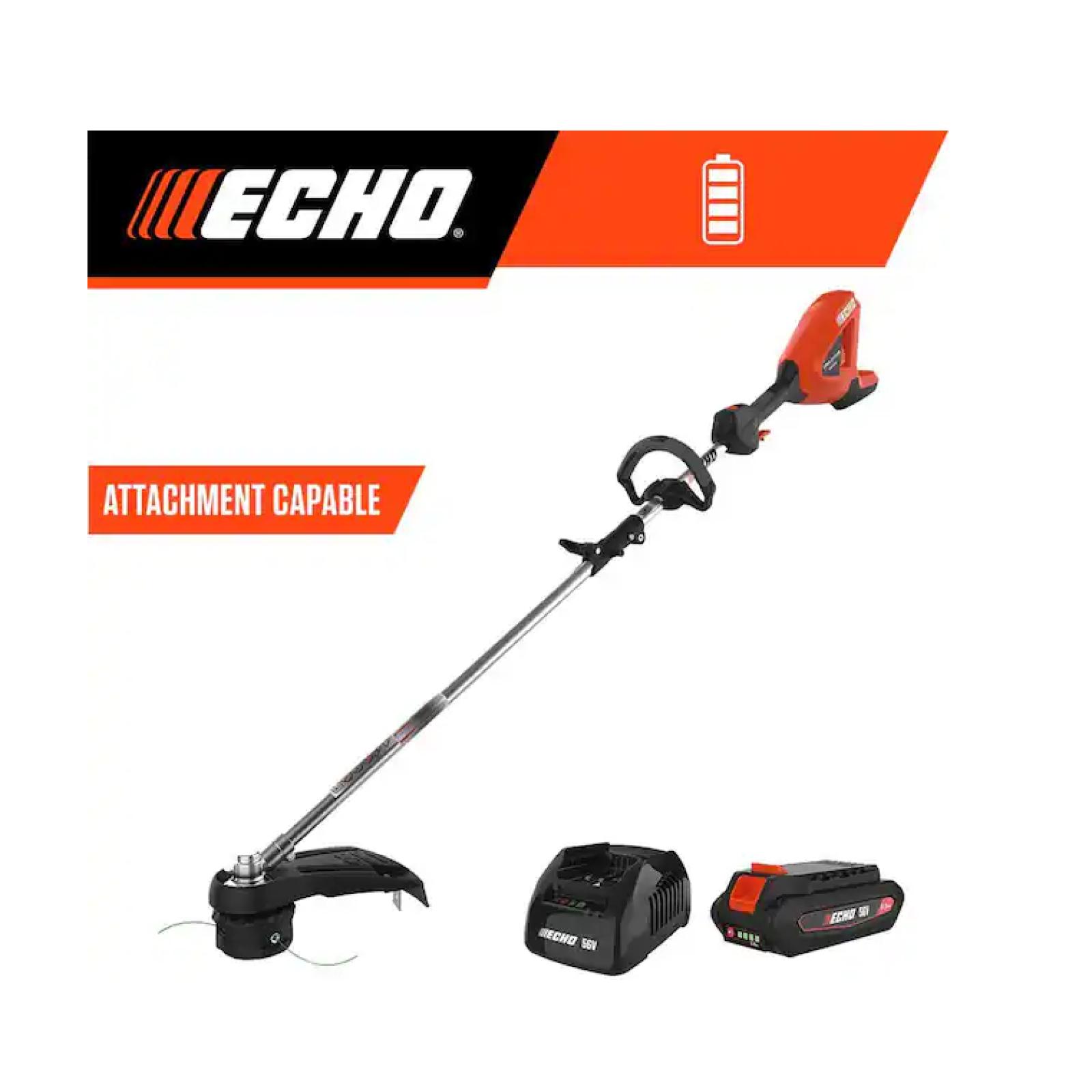 DALLAS LOCATION- NEW!- ECHO 56V Brushless Cordless Battery Attachment Capable 16 in. String Trimmer w/ Speed-Feed Head and 2.5Ah Battery and Charger (2 UNITS)