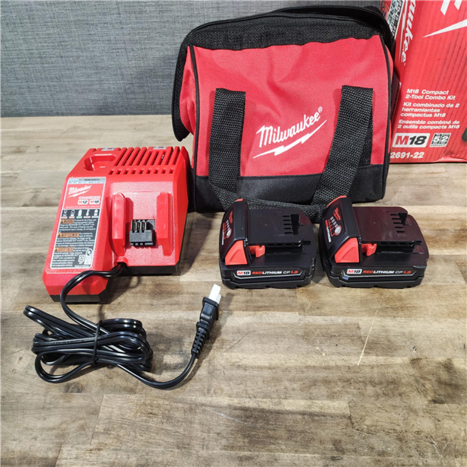 HOUSTON LOCATION - AS-IS Milwaukee 18V Cordless Brushed 2 Tool Drill/Driver and Impact Driver Kit