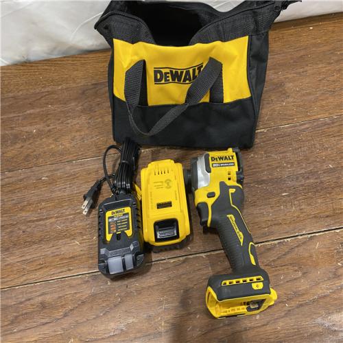 AS-IS DEWALT ATOMIC 20V MAX Lithium-Ion Cordless 1/4 in. Brushless Impact Driver Kit, 5 Ah Battery, Charger, and Bag