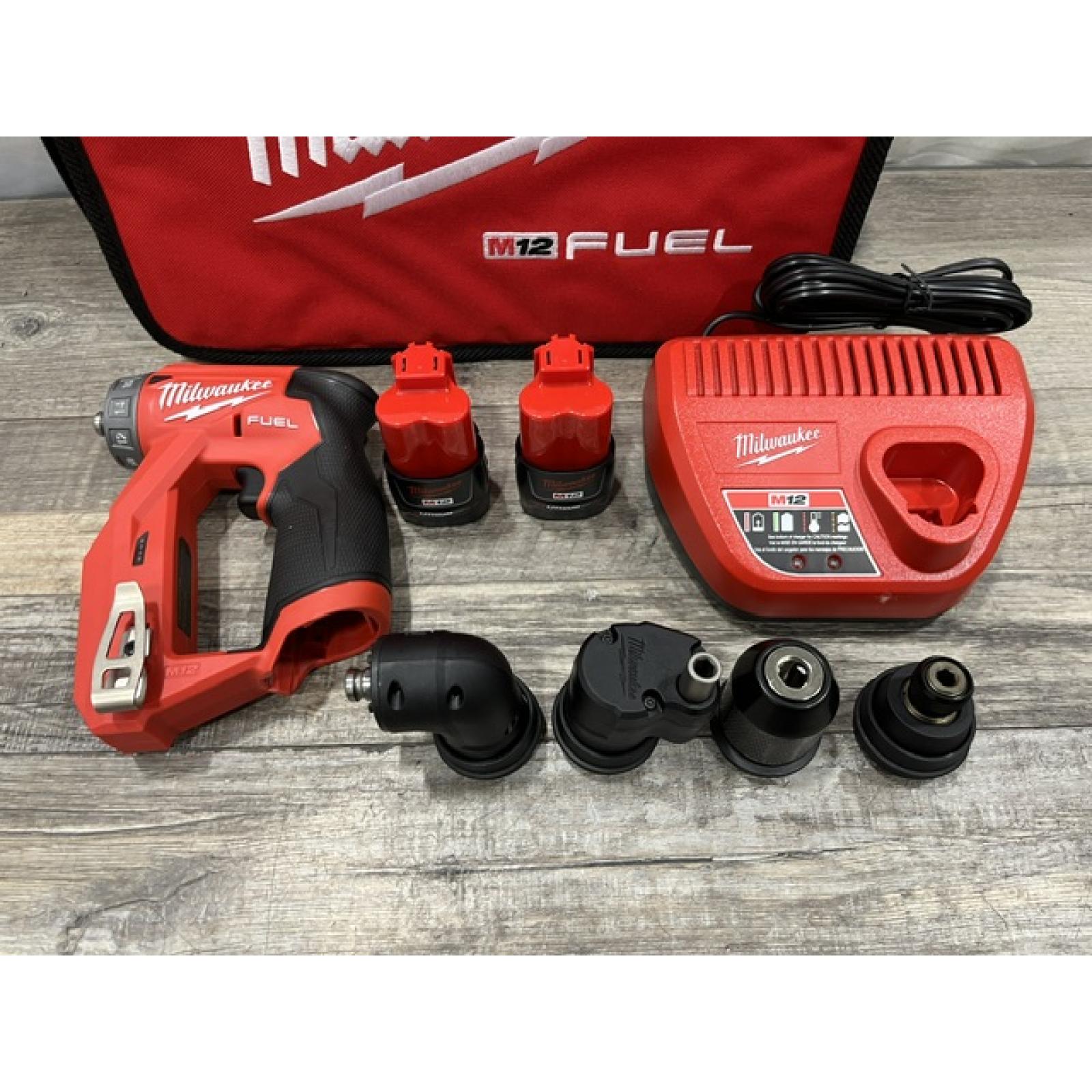 AS-IS Milwaukee  FUEL 12V Lithium-Ion Brushless Cordless 4-in-1 Installation 3/8 in. Drill Driver Kit