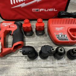 AS-IS Milwaukee  FUEL 12V Lithium-Ion Brushless Cordless 4-in-1 Installation 3/8 in. Drill Driver Kit