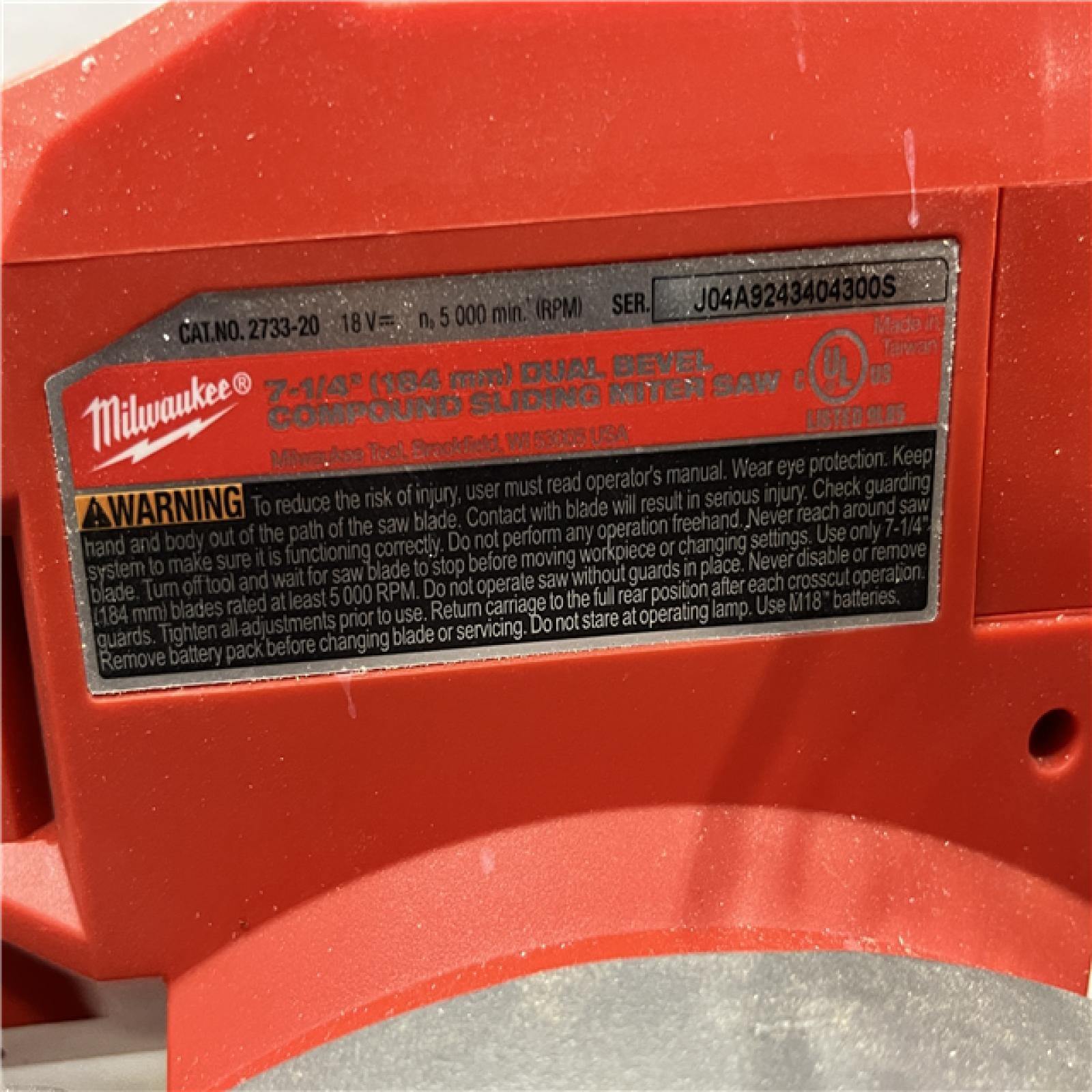 AS-IS Milwaukee 2733-20 M18 Fuel 7-1/4 Dual Bevel Sliding Compound Miter Saw  Tool Only