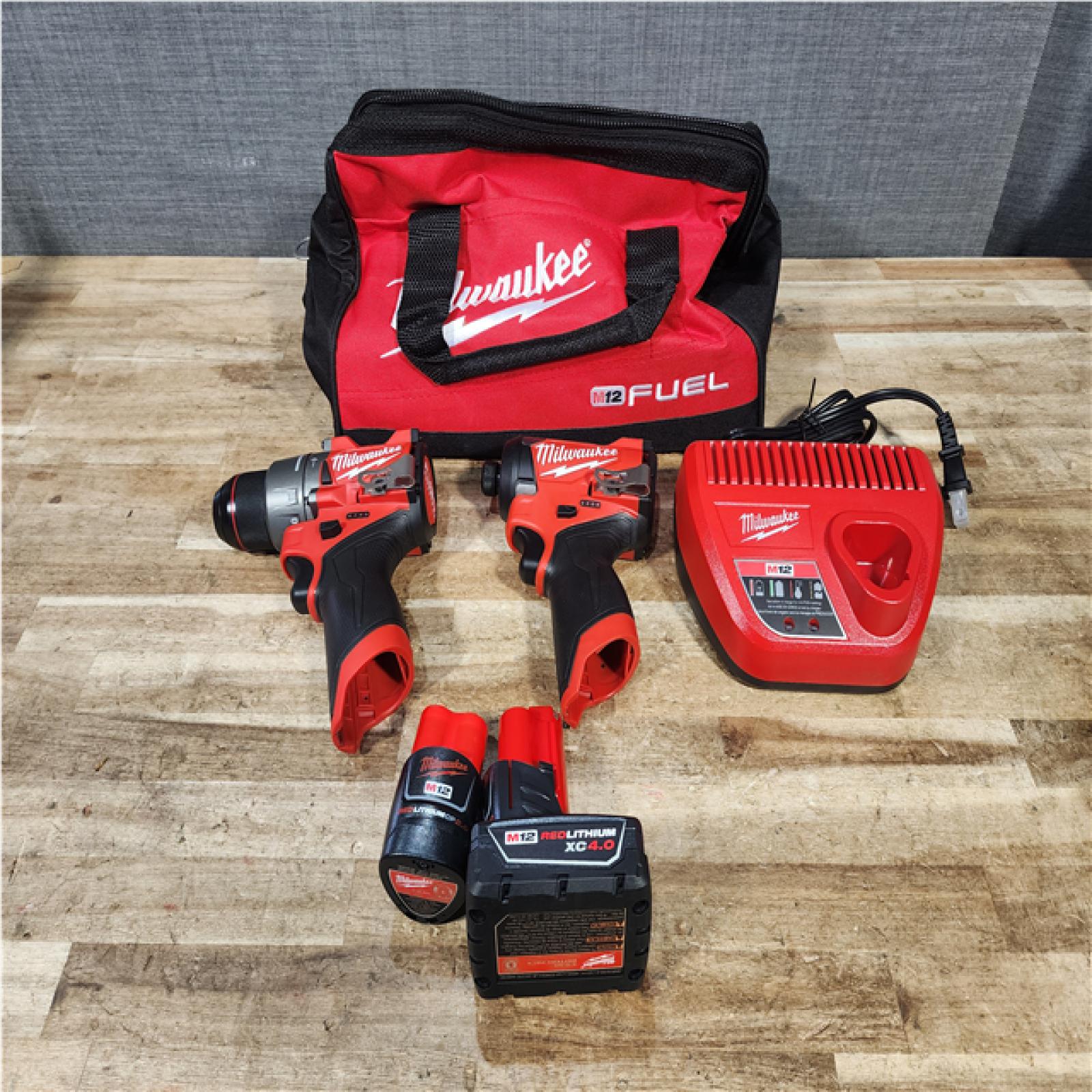 Houston Location AS-IS Milwaukee FUEL 12-Volt Lithium-Ion Brushless Cordless Hammer Drill and Impact Driver Combo Kit