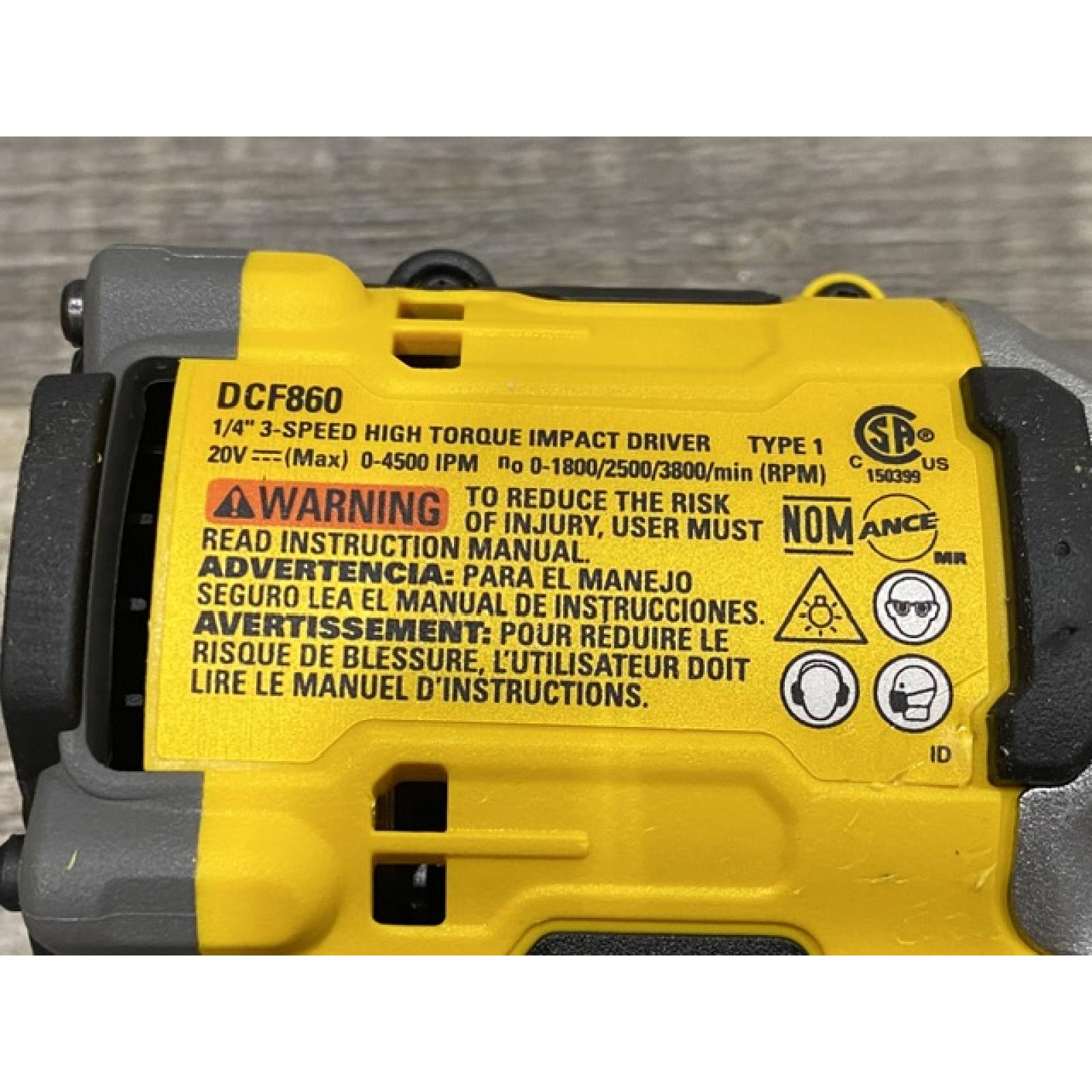 AS-IS DEWALT 20V MAX XR Lithium-Ion Brushless Cordless 3-Speed High Torque 1/4 in. Impact Driver Kit