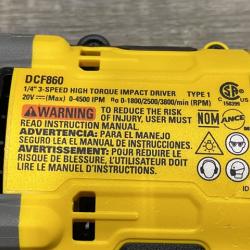 AS-IS DEWALT 20V MAX XR Lithium-Ion Brushless Cordless 3-Speed High Torque 1/4 in. Impact Driver Kit