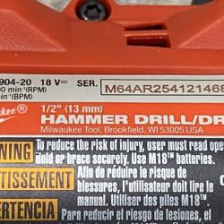 AS-IS Milwaukee FUEL 18V Lithium-Ion Brushless Cordless 1/2 in. Hammer Drill/Driver (Tool-Only)