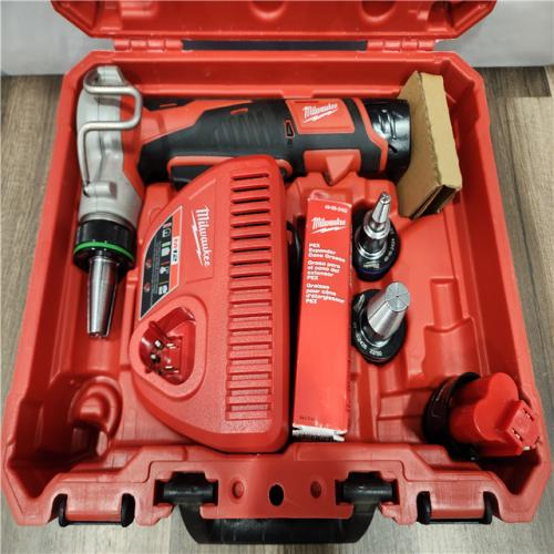 AS-IS- Milwaukee M12 12-Volt Lithium-Ion Cordless PEX Expansion Tool Kit with (2) 1.5 Ah Batteries  (3) Expansion Heads and Hard Case