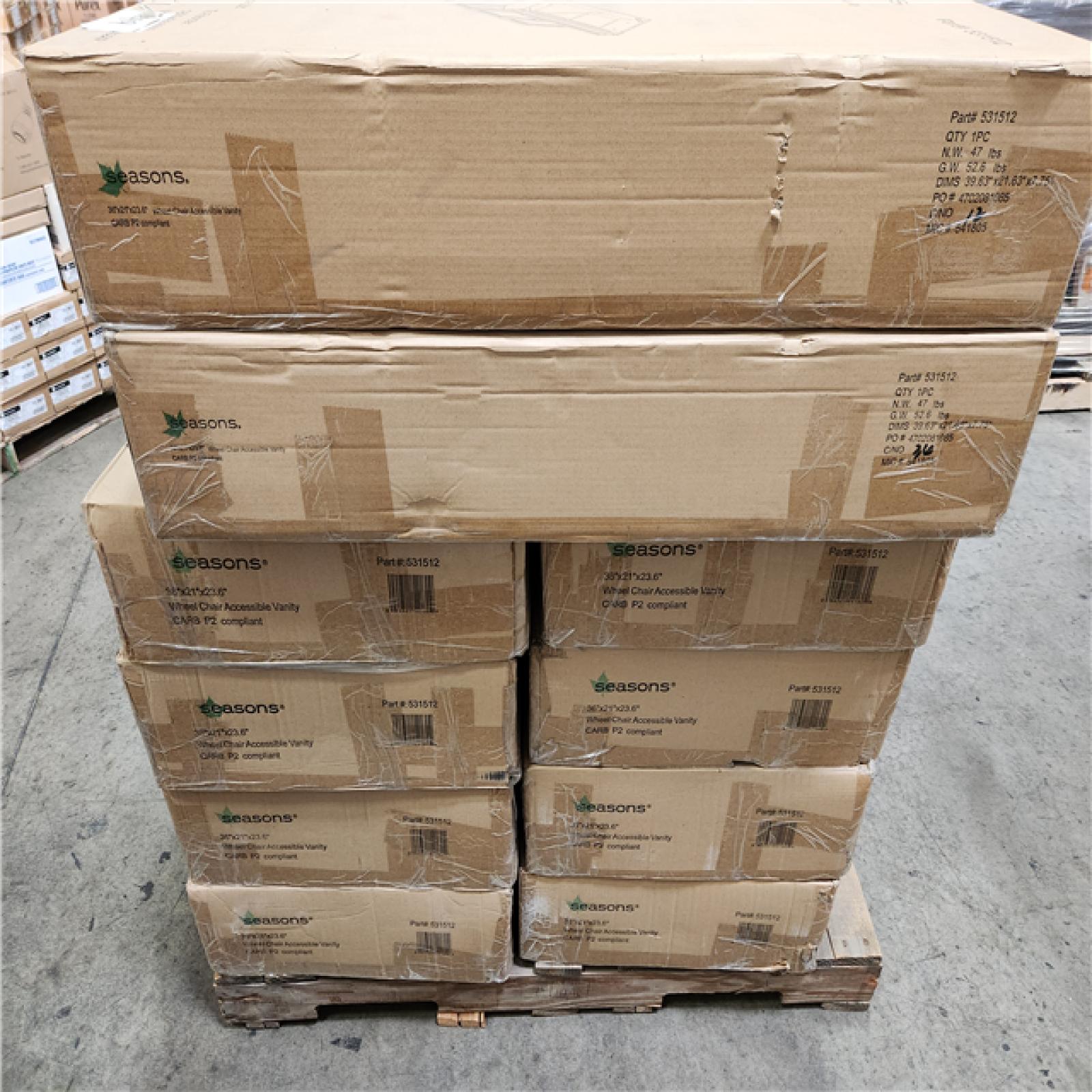Phoenix Location Seasons 36x21x23.6 Wheel Chair Accessible Vanity Pallet (24 Boxes)
