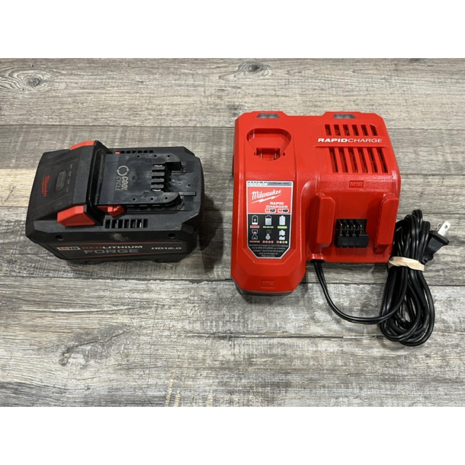 AS-IS Milwaukee 18-Volt Lithium-Ion REDLITHIUM FORGE Starter Kit with 12.0Ah Battery and Rapid Charger