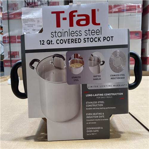 NEW! - T-fal 12qt Stock Pot with Lid  Stainless Steel Cookware