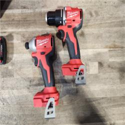 HOUSTON LOCATION - AS-IS Milwaukee M18 18V Lithium-Ion Brushless Cordless Compact Drill/Impact Combo Kit (2-Tool) W/(2) 2.0 Ah Batteries  Charger & Bag