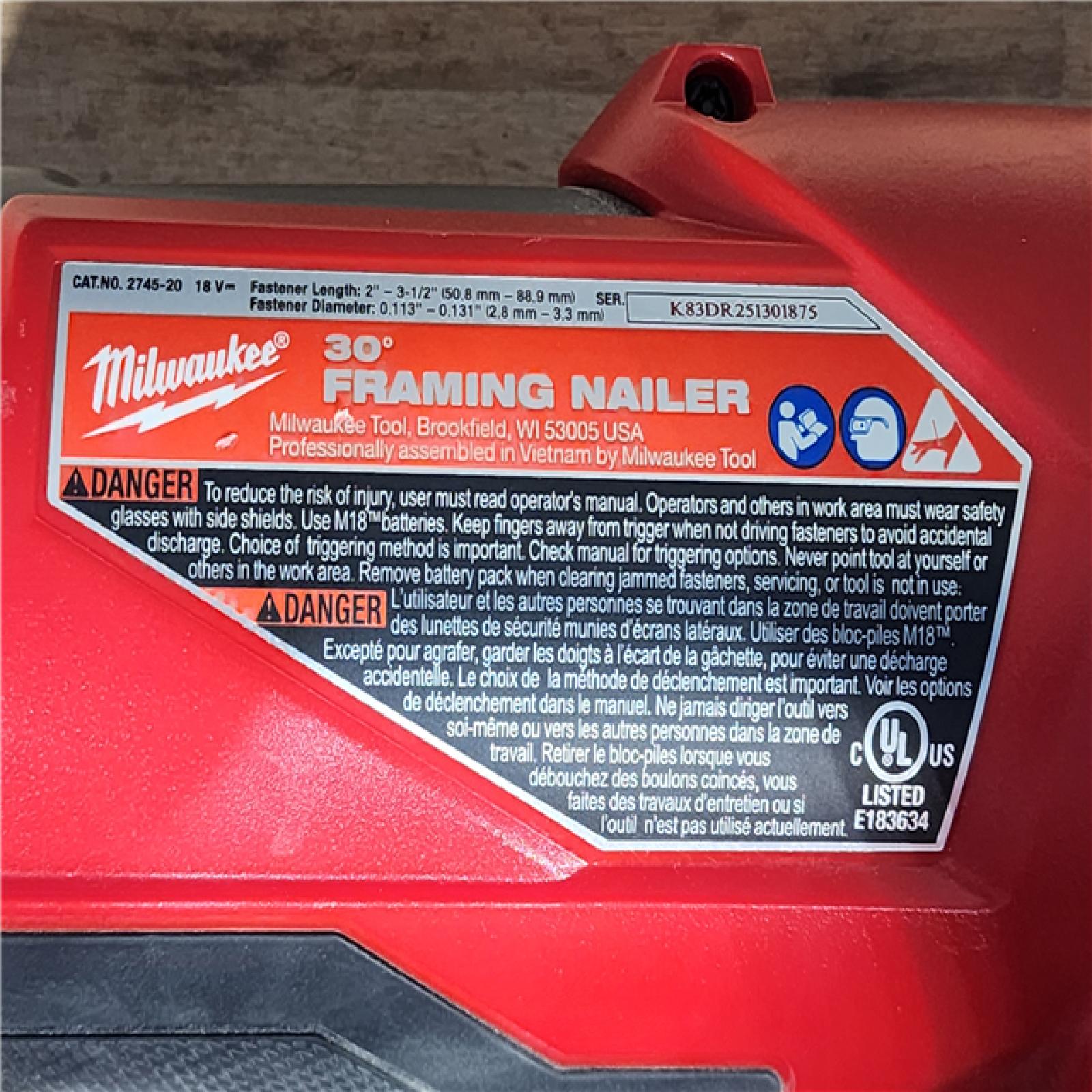 HOUSTON LOCATION - AS-IS Milwaukee FUEL 3-1/2 in. 18-Volt 30-Degree Lithium-Ion Brushless Cordless Framing Nailer (Tool-Only)