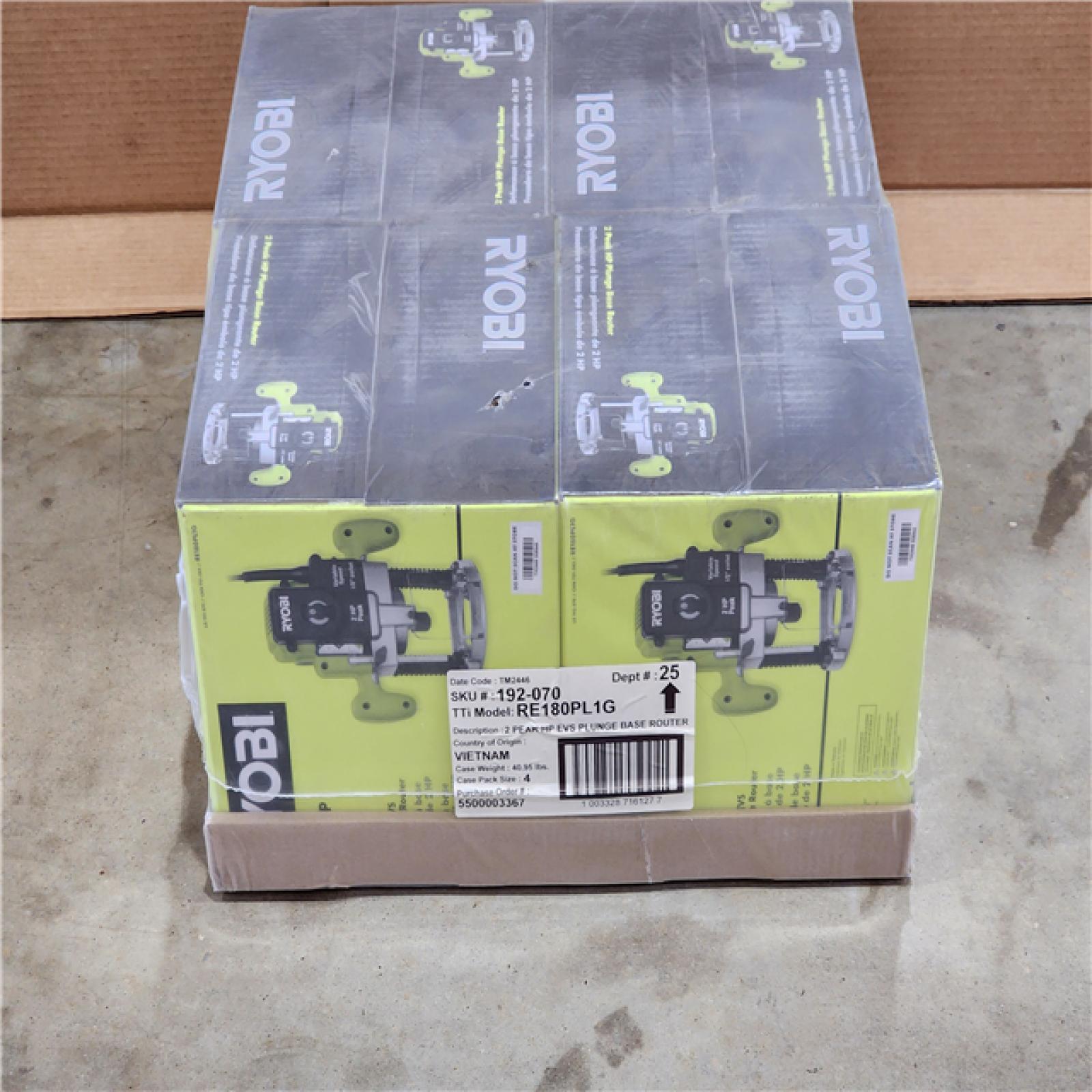 HOUSTON LOCATION - AS-IS (NEW)RYOBI 2 Peak Plunge Base Corded Router QTY - 4