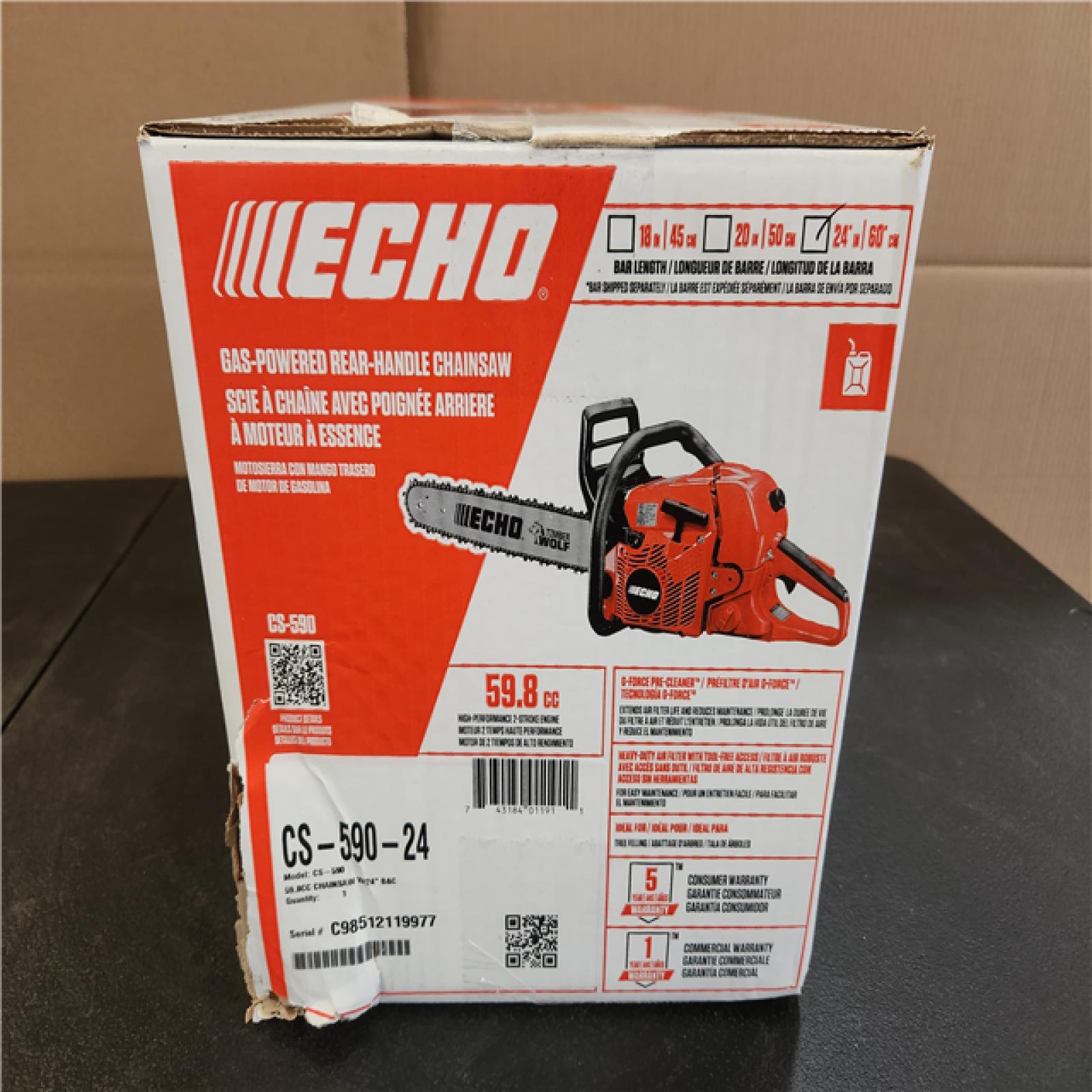 Phoenix NEW ECHO 24 in. 59.8 cc Gas 2-Stroke Rear Handle Timber Wolf Chainsaw (SEALED)