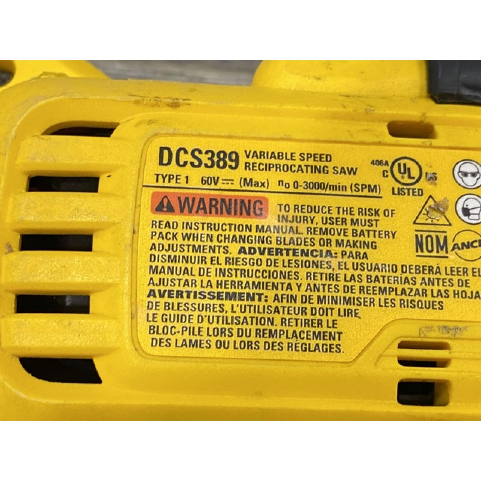 AS-IS DEWALT FLEXVOLT 60V MAX Cordless Brushless Reciprocating Saw (Tool Only)