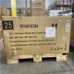 DALLAS LOCATION- AS-IS HUSKY 72 IN. 15- DRAWER MOBILE WORK CENTER- MATTE BLACK