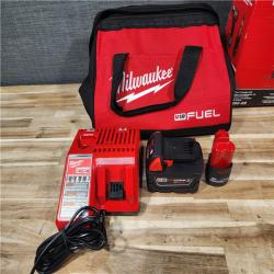 HOUSTON LOCATION - AS-IS Milwaukee FUEL 18V Cordless Mid Torque 1/2 in. Impact Wrench w/ M12 FUEL 3/8 in. Ratchet & Battery/Charger Combo Kit