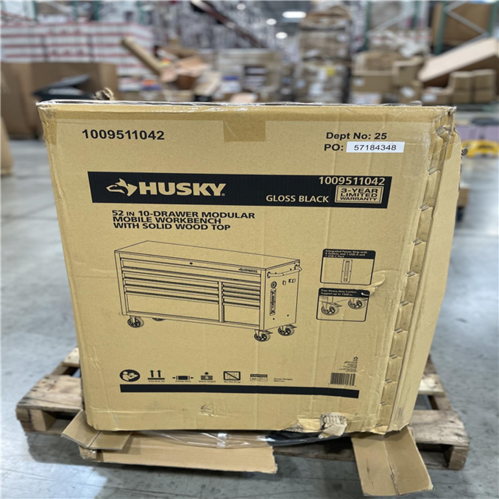 DALLAS LOCATION - AS-IS HUSKY 52IN 10 DRAWER WORKBENCH GLOSS BLACK