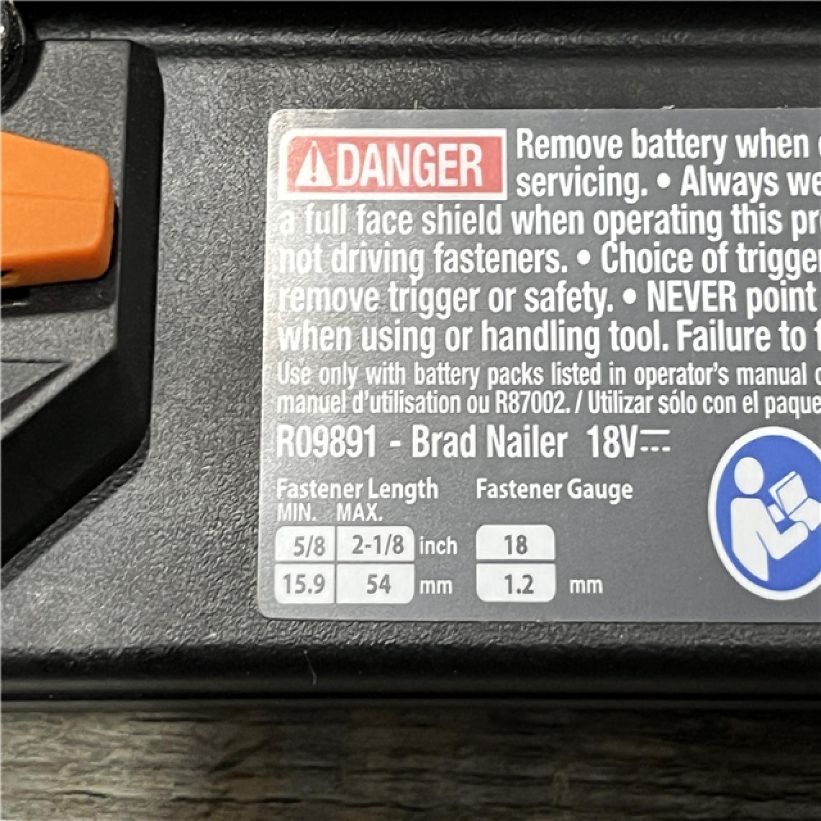 AS-IS RIDGID 18V Brushless Cordless 18-Gauge 2-1/8 in. Brad Nailer (Tool Only)