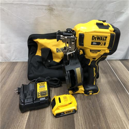 AS-IS DEWALT 20V MAX Lithium-Ion 15-Degree Electric Cordless Roofing Nailer Kit