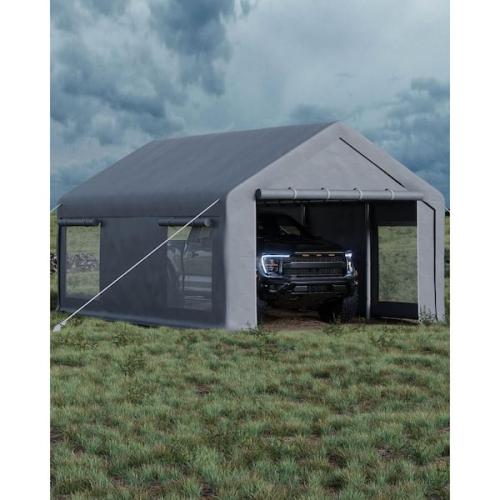 Phoenix NEW Pallet of Garvee Portable Garage for Cars and Boats, 9.4 ft. x 20 ft. Steel Carport with 200G PE Canopy, 2 Roll-Up Doors, 4 Windows (4-Boxes)