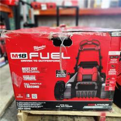 HOUSTON Location-AS-IS-Milwaukee M18 FUEL Brushless Cordless 21 in. Walk Behind Dual Battery Self-Propelled Mower W/(2) 12.0Ah Battery and Rapid Charger APPEARS IN NEW Condition