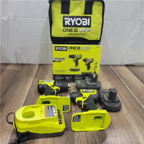 GOOD RYOBI ONE+ HP 18V Brushless Cordless Compact 1/2 in. Drill and Impact Driver Kit with (2) 1.5 Ah Batteries, Charger, and Bag