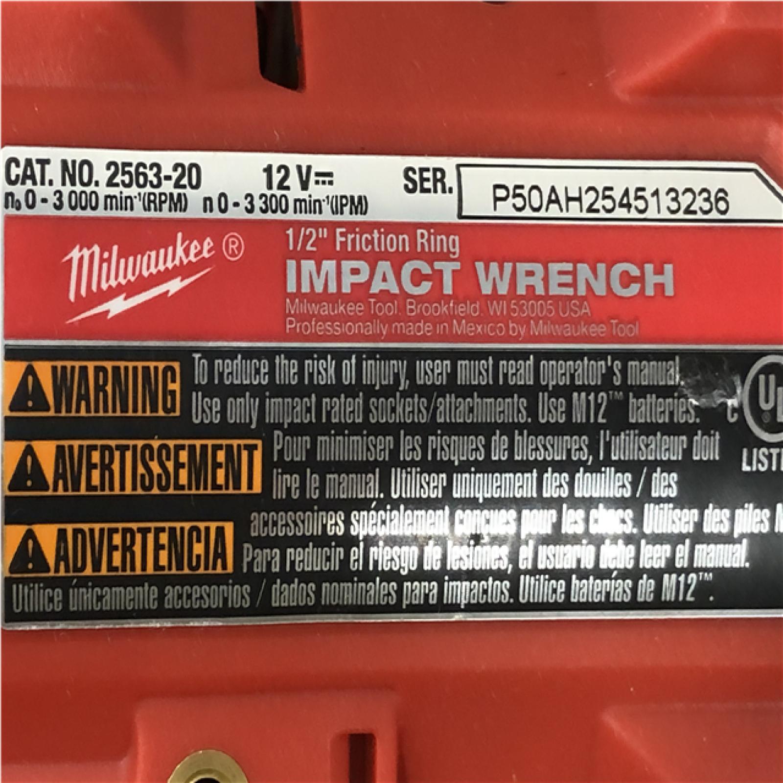 AS-IS Milwaukee FUEL 12V Lithium-Ion Brushless Cordless Stubby 1/2 in. Impact Wrench (Tool-Only)