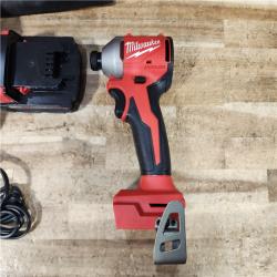 HOUSTON LOCATION - AS - IS Milwaukee 18-Volt Lithium-Ion Compact Brushless Cordless 1/4 in. Impact Driver Kit