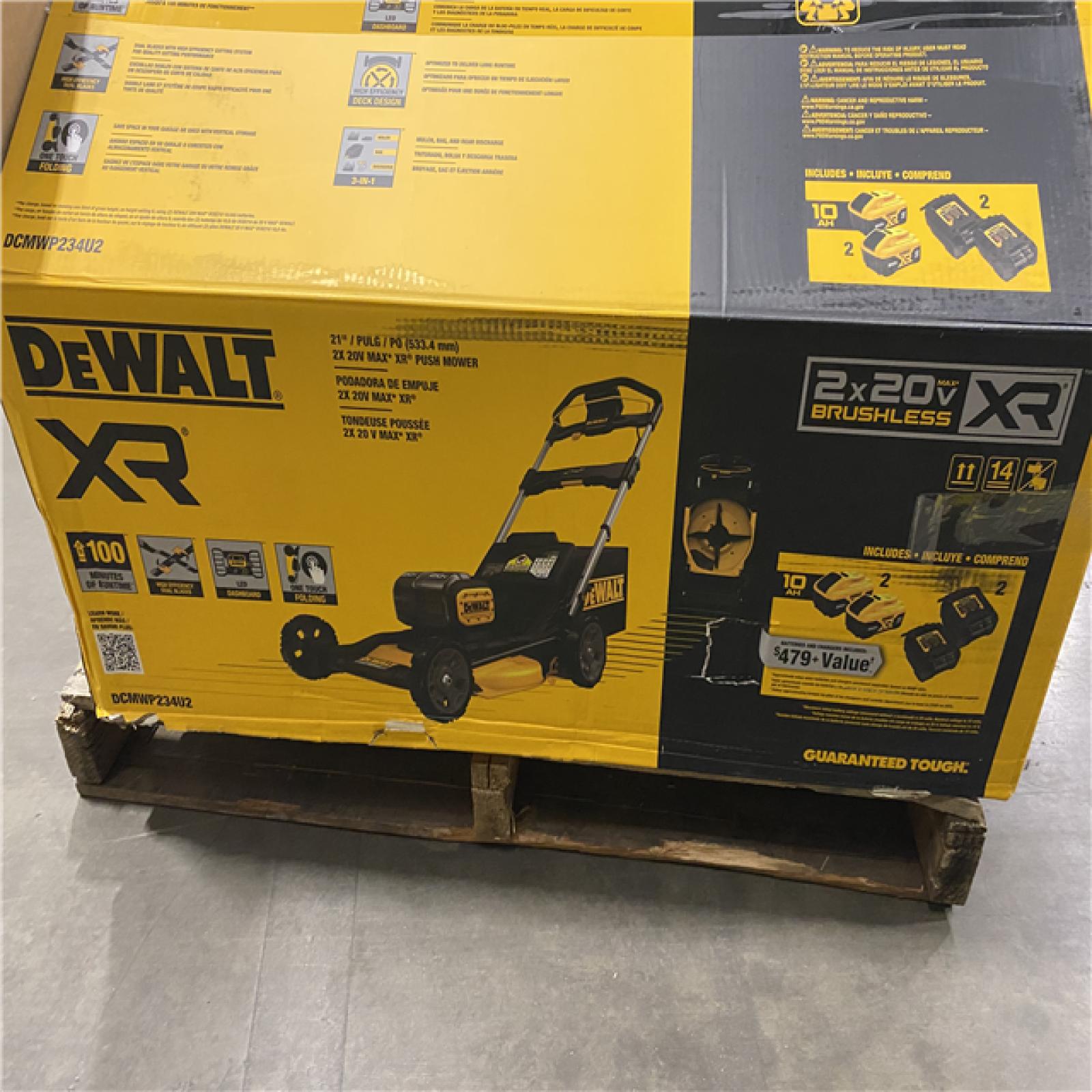 -As-Is DEWALT 2x20V MAX 21 in. Cordless Battery Powered Push Lawn Mower Kit with (2) 10 Ah Batteries and Chargers