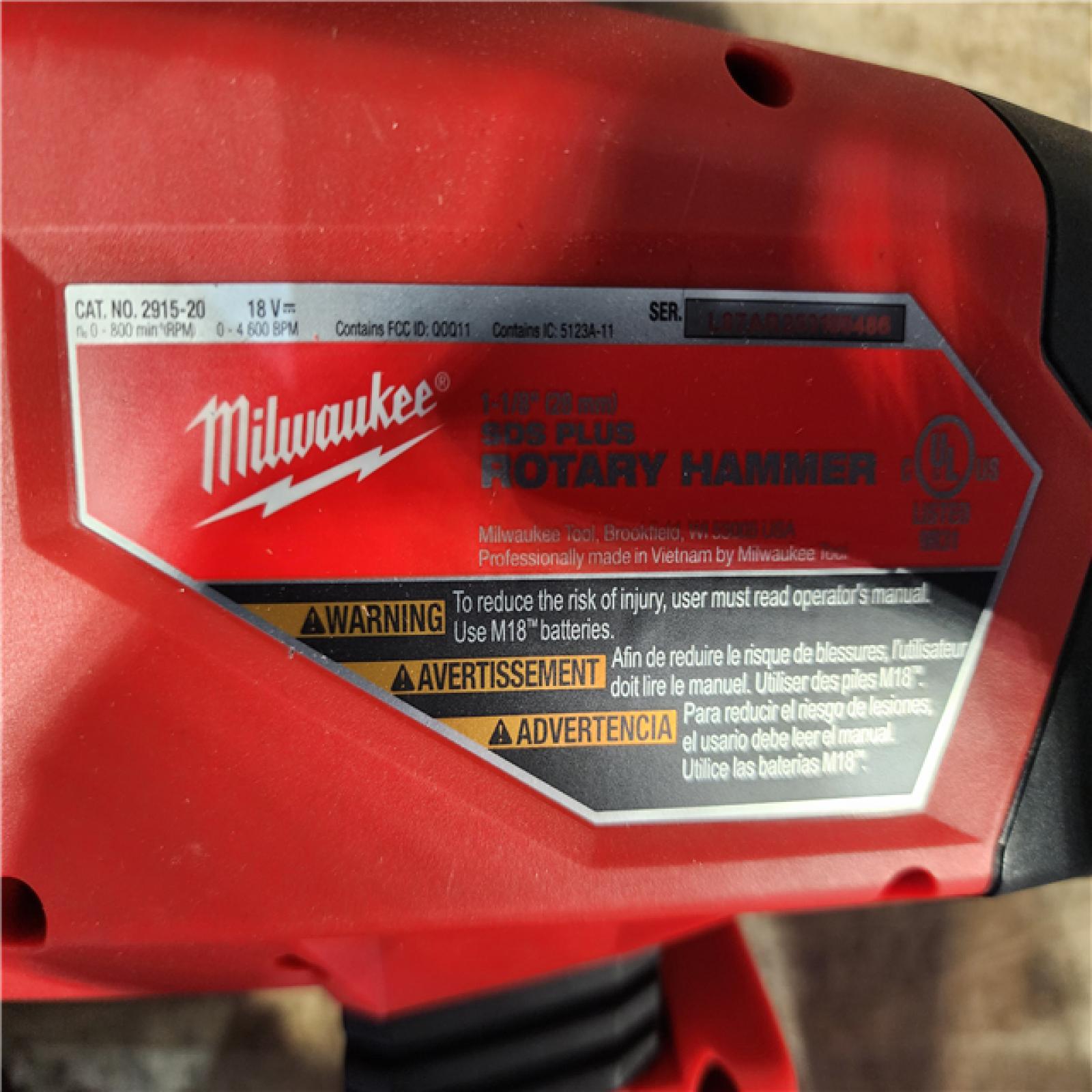 HOUSTON LOCATION - AS-IS Milwaukee FUEL 18V Lithium-Ion Brushless Cordless SDS-Plus 1-1/8 in. Rotary Hammer Drill (Tool-Only)