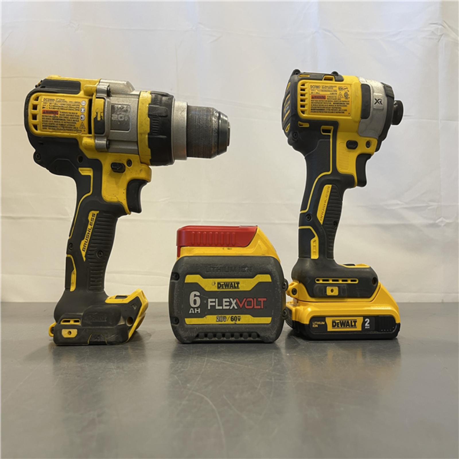 AS-IS - DEWALT 20V MAX Cordless Brushless Hammer Drill/Driver 2 Tool Combo Kit with FLEXVOLT ADVANTAGE