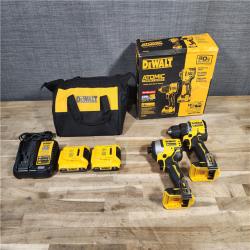 HOUSTON LOCATION - AS-IS Dewalt DCK225D2 20V MAX ATOMIC Brushless Compact Lithium-Ion 1/2 in. Cordless Drill Driver and 1/4 in. Impact Driver Combo Kit with 2 Batteries 2 Ah