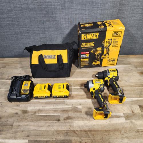 HOUSTON LOCATION - AS-IS Dewalt DCK225D2 20V MAX ATOMIC Brushless Compact Lithium-Ion 1/2 in. Cordless Drill Driver and 1/4 in. Impact Driver Combo Kit with 2 Batteries 2 Ah