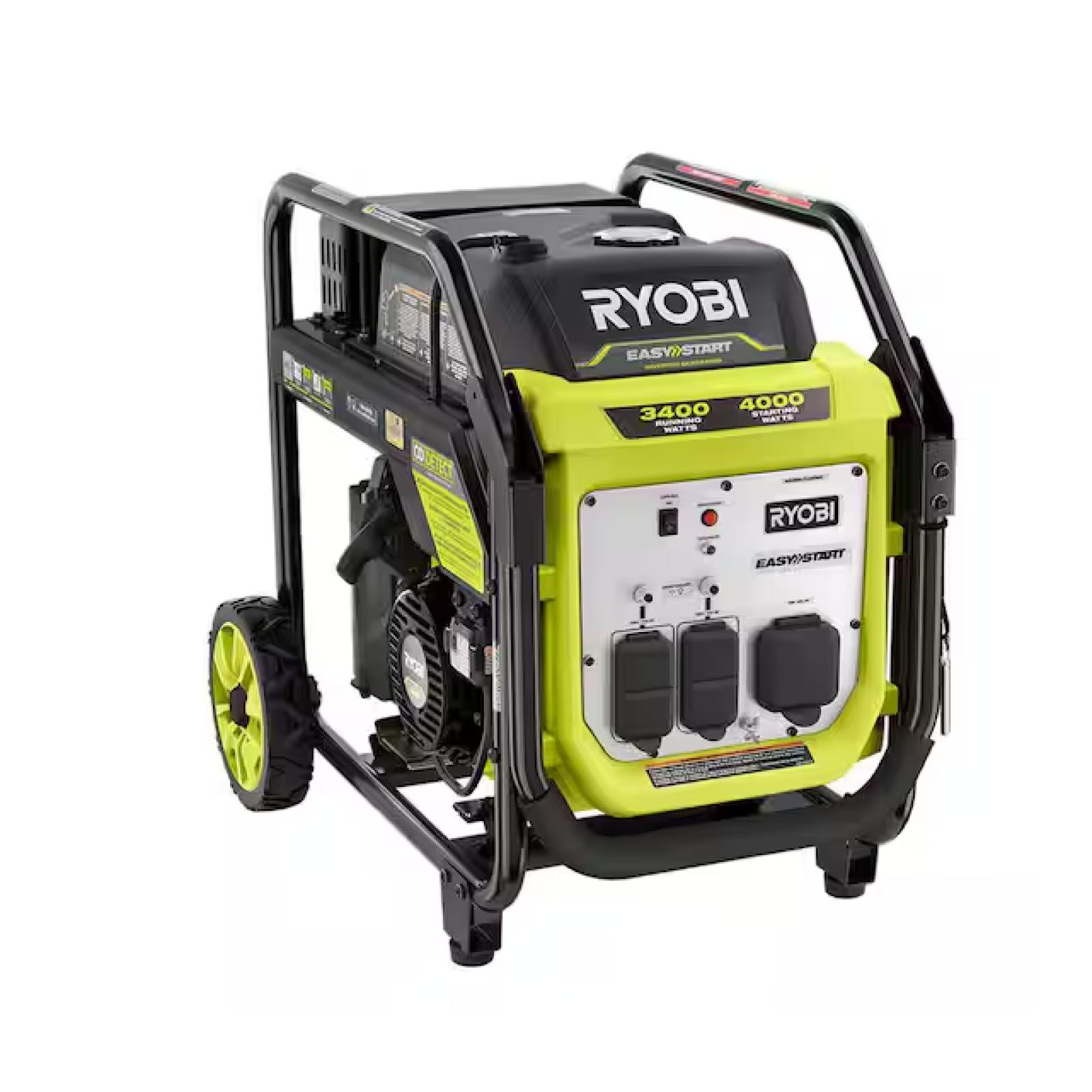 DALLAS LOCATION- NEW! RYOBI 4000 WATT GAS GENERATOR WITH CO DETECT