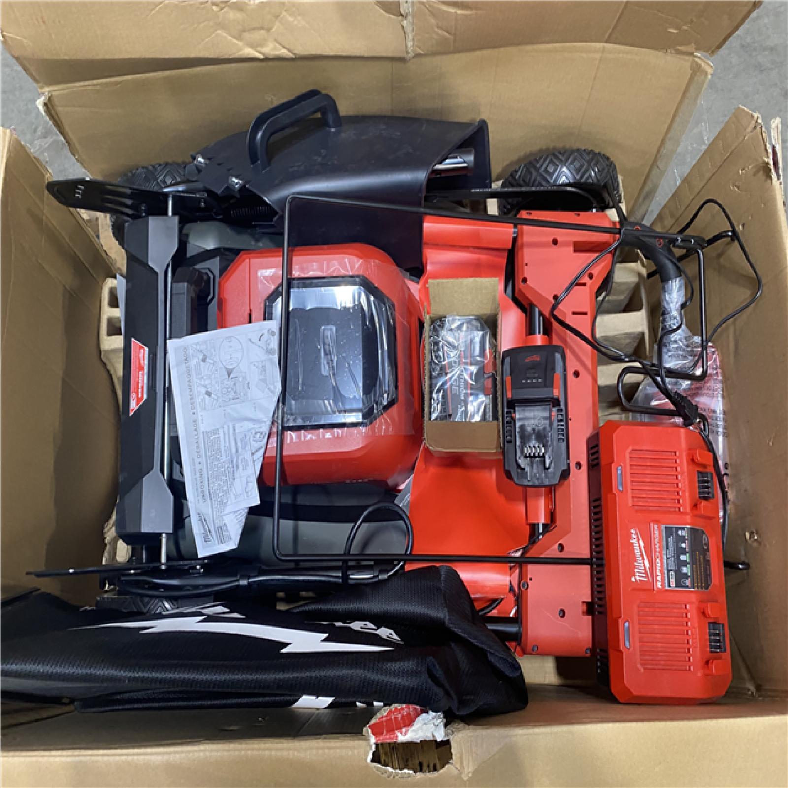 Dallas Location - As-Is 	Milwaukee M18 FUEL Brushless Cordless 21 in Dual Battery  Mower Kit