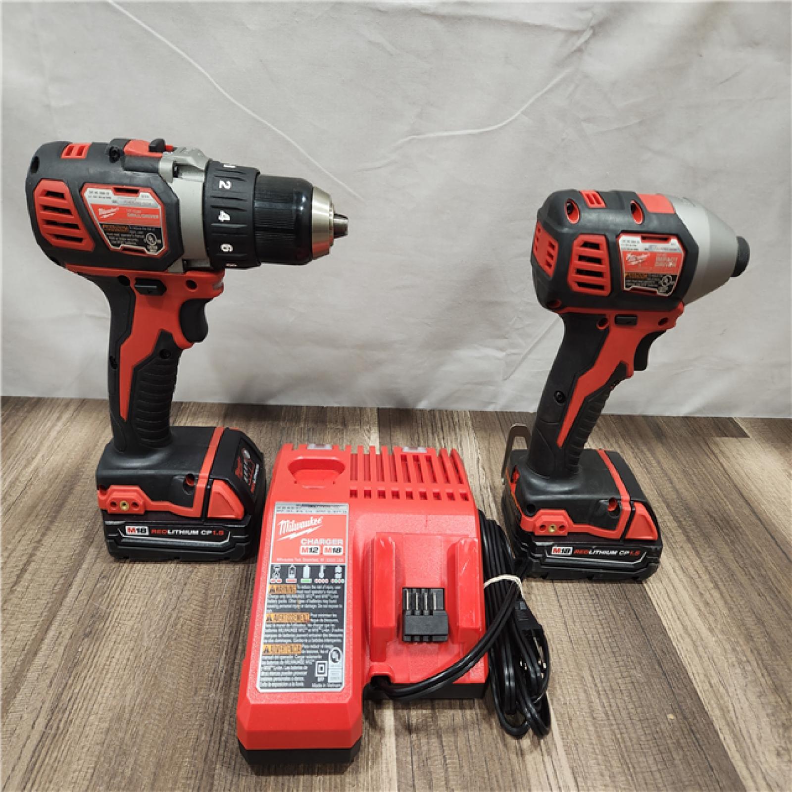 AS-IS- Milwaukee 18V Cordless Brushed 2-Tool Drill/Driver and Impact Driver Kit