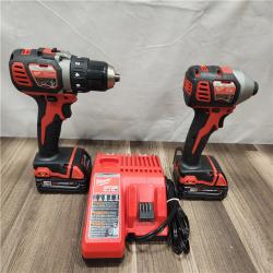 AS-IS- Milwaukee 18V Cordless Brushed 2-Tool Drill/Driver and Impact Driver Kit