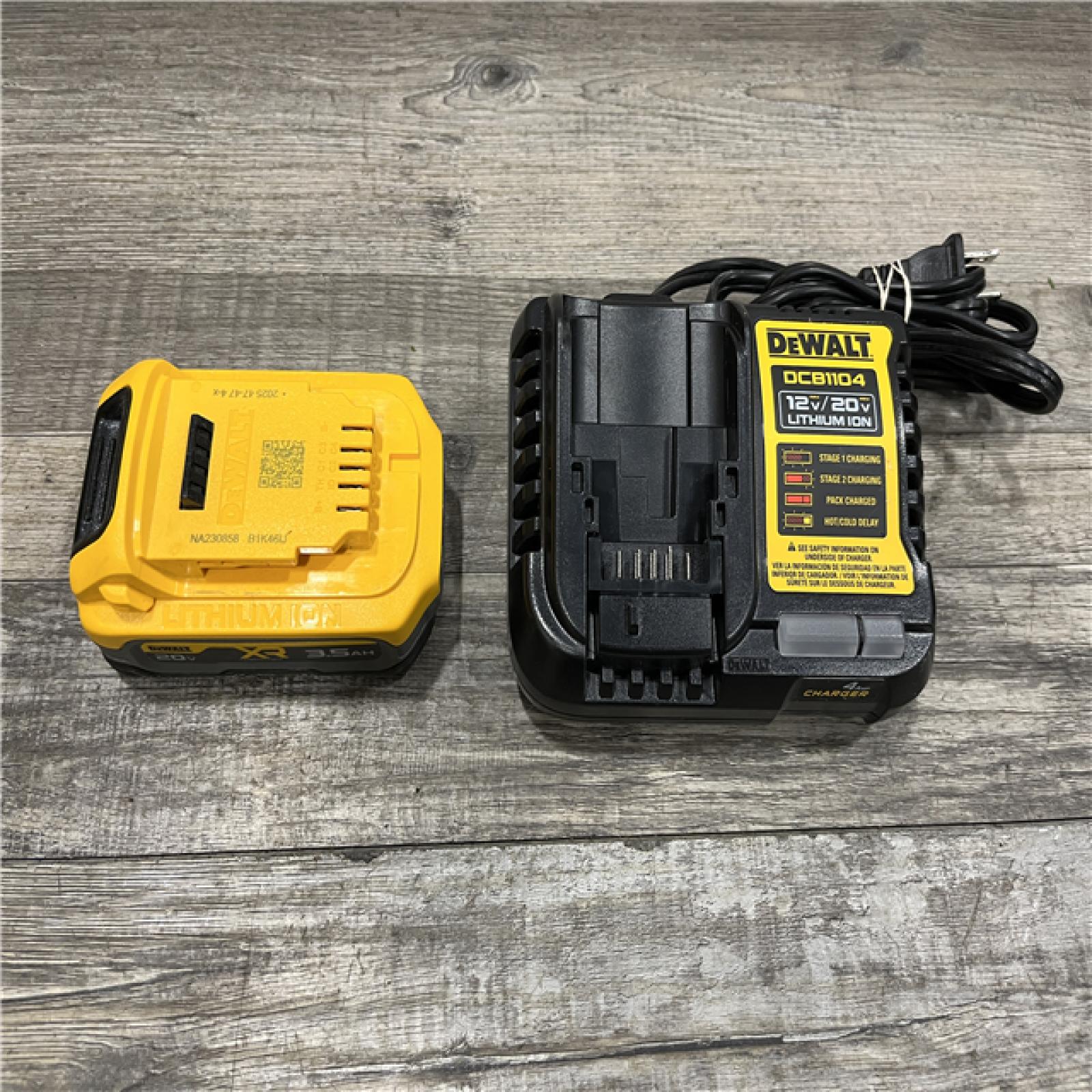 AS-IS DEWALT 20V MAX XR POWERSTACK Lithium-Ion Battery Starter Kit with 3.5Ah Battery and Charger