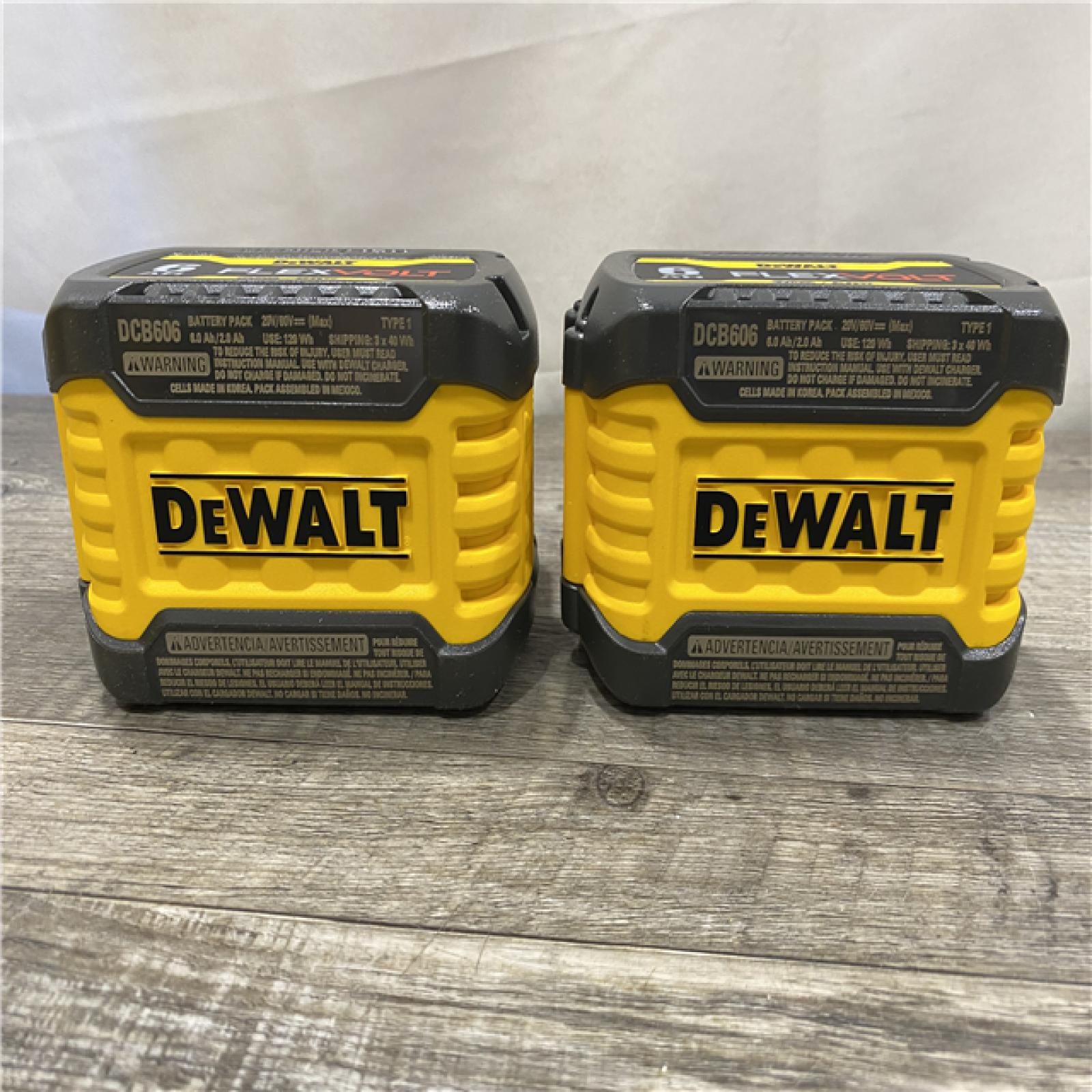 AS-IS DEWALT FLEXVOLT 20V/60V MAX Lithium-Ion 6.0Ah Battery Pack (2 Pack)