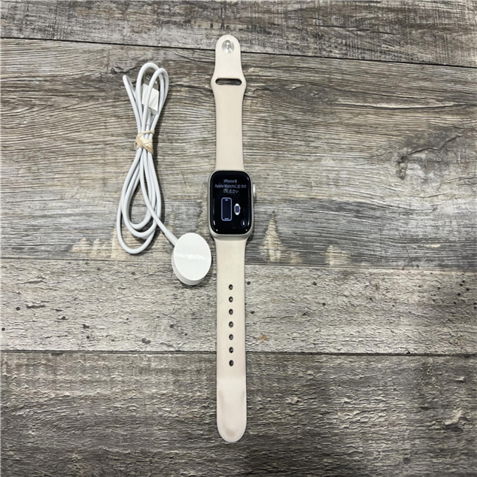 AS-IS Apple Watch Series 7 41mm GPS Starlight Aluminum Case - Starlight Sport Band -WR-50M