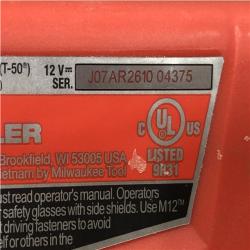 AS-IS Milwaukee 12-Volt Lithium-Ion Cordless 3/8 in. Crown Stapler (Tool-Only)